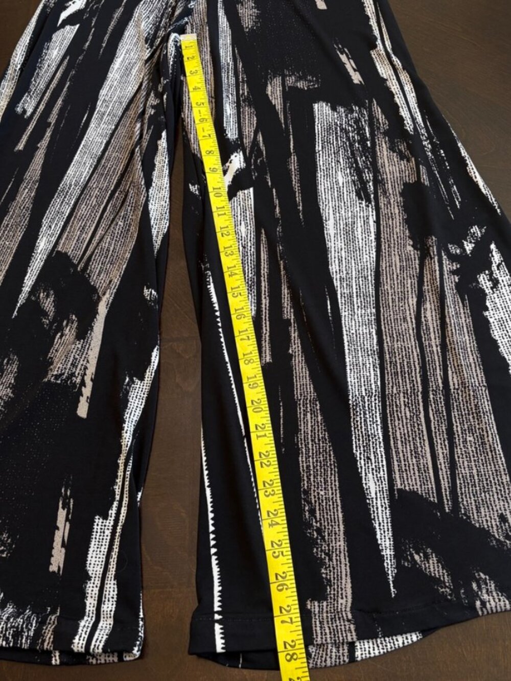 Clara Sun Woo Wide Leg Palazzo Pants Sz L Abstract Print Liquid Knit Travel - Picture 10 of 10